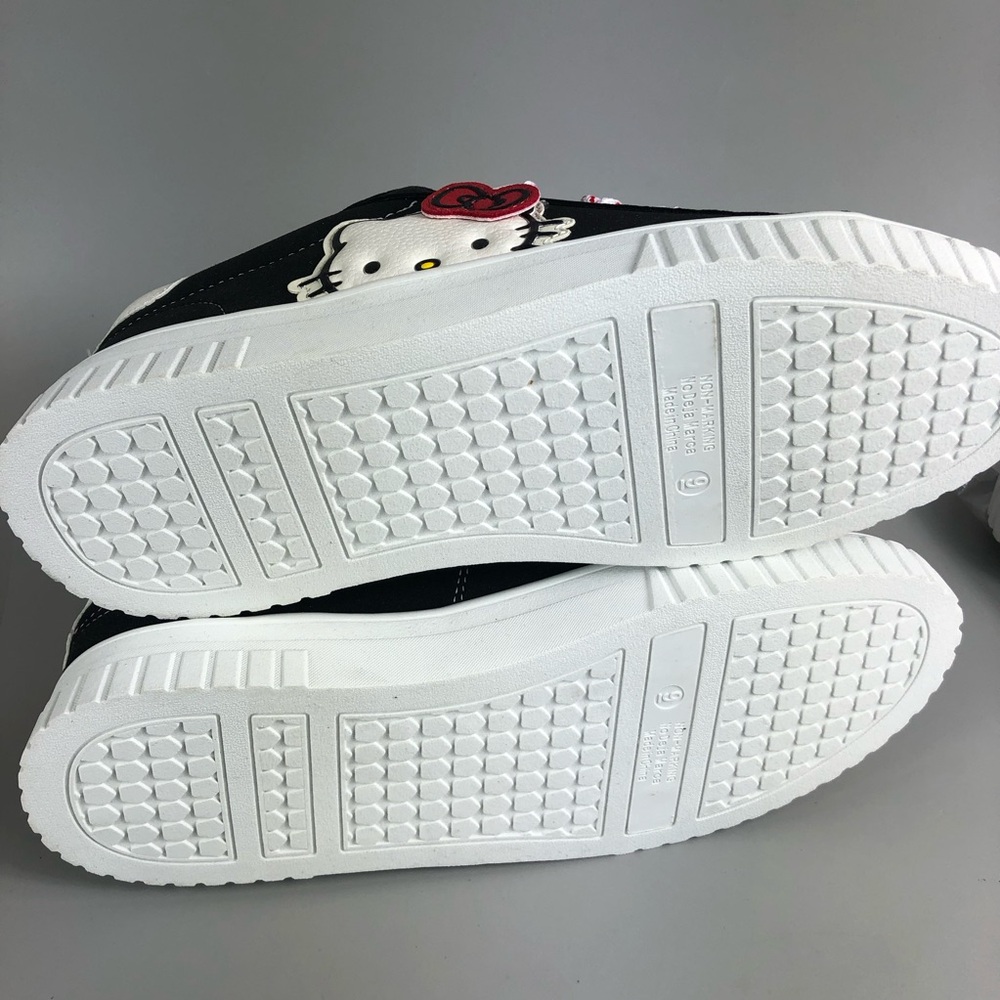 Hello Kitty Black & White Sneakers with Pink Accent Laces Size 9 - Picture 7 of 9